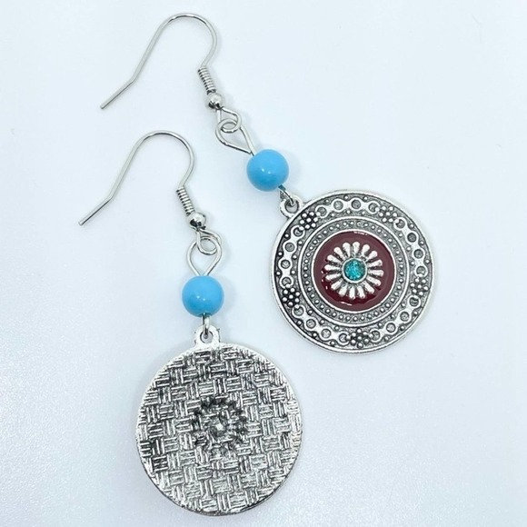 Dangle Earrings with Enamel Detail - Picture 3 of 10